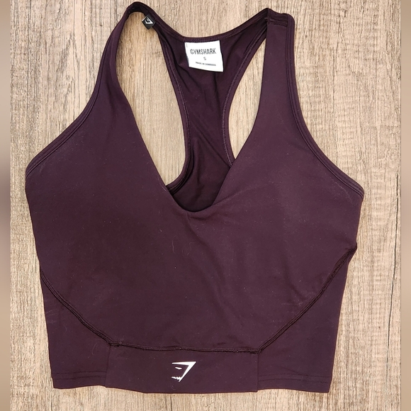 Gymshark Crop Mesh Tank Plum Brown Size Small - Picture 3 of 5